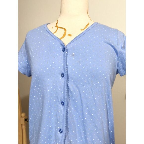 Y2k 2 Piece Charter Club Light Blue Polka Dot Pajama Set - Picture 2 of 5